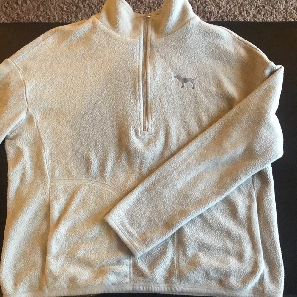 GREY PINK QUARTER ZIP FLEECE JACKET